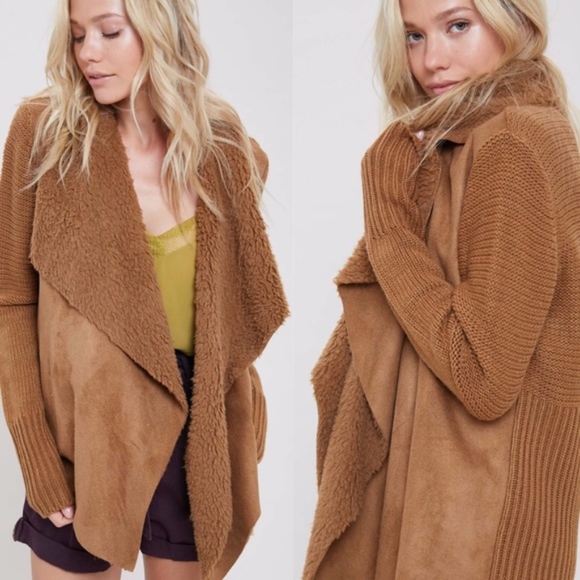 bellanblue Sweaters - ALITA Suede Cardigan - CAMEL